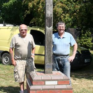 Janet Norman Philips Roy and Allan Rebuild The Village Sign May 2011